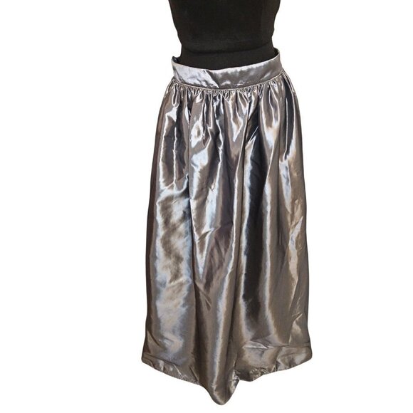 ALEX & SOPHIA FORMAL BLACK HALTER TOP & LONG GRAY GOLDMETAL SKIRT 2-PIECE SET - Picture 2 of 8